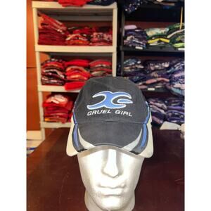 Vintage Cruel Girl Hat Blue Black X Strapback Cap Headwear